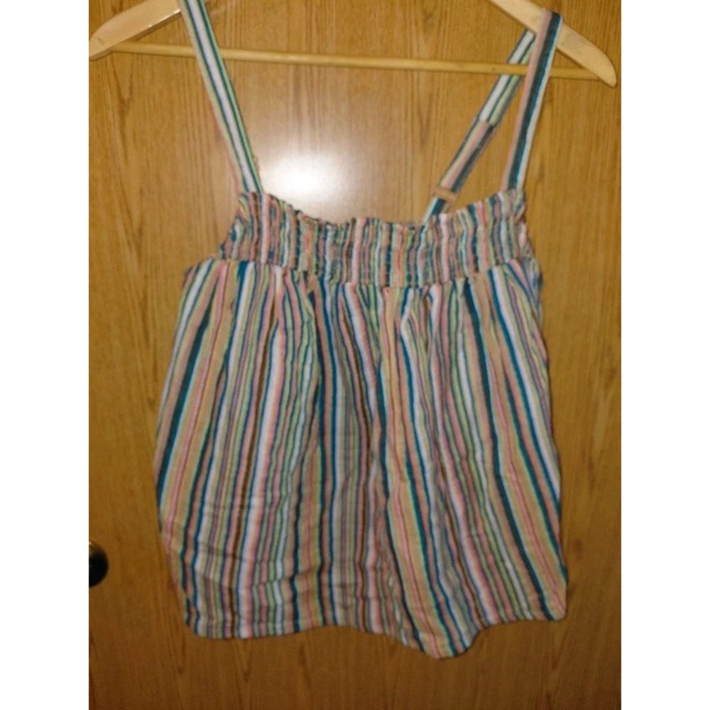 Joyspun Womens Multi Color Striped Smocked Cami Top Adjustable Straps Size L